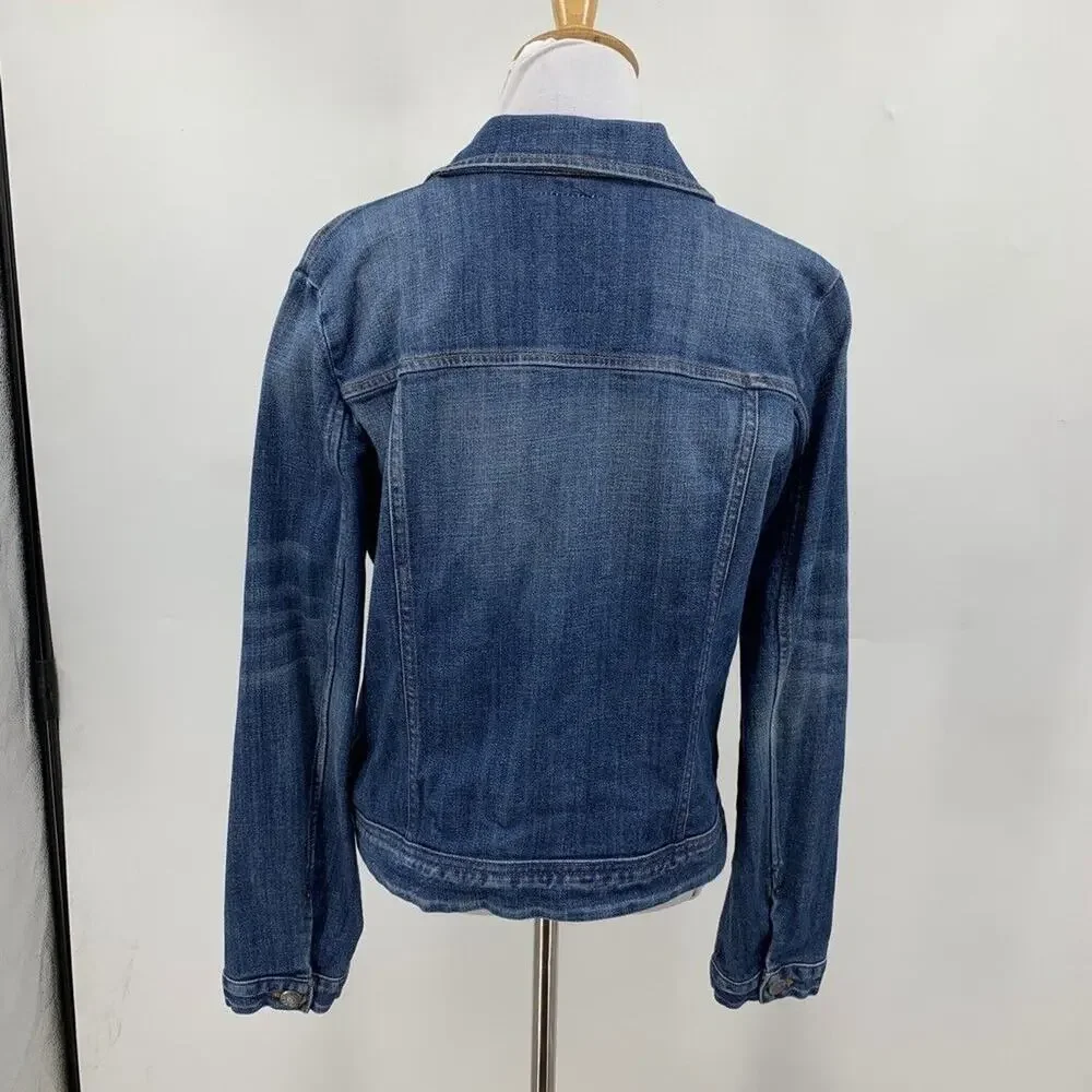 J. Crew Jacket Women M Medium Denim Trucker Long Sleeve Flap Pockets Jean - Picture 3 of 11